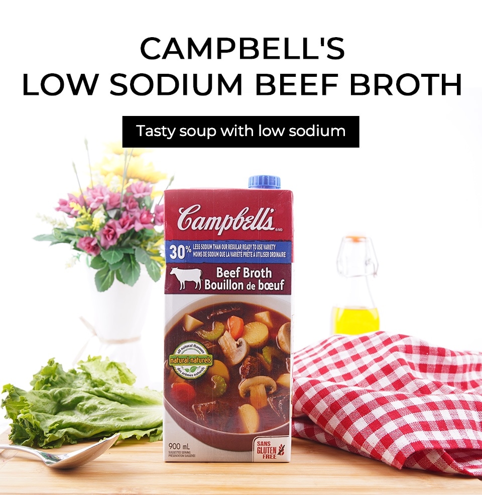 Campbell's Low Sodium Beef Broth Tetra (900ml) | T&T Supermarket