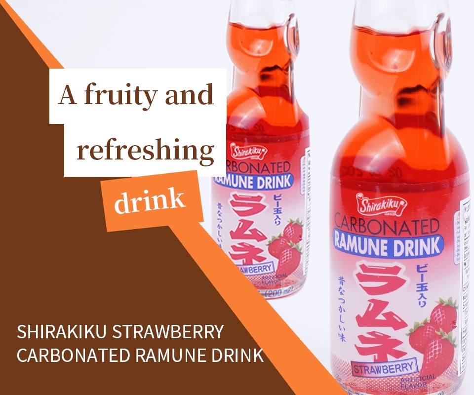 Shirakiku Strawberry Ramune Drink (200mL) ｜ 大统华超级市场