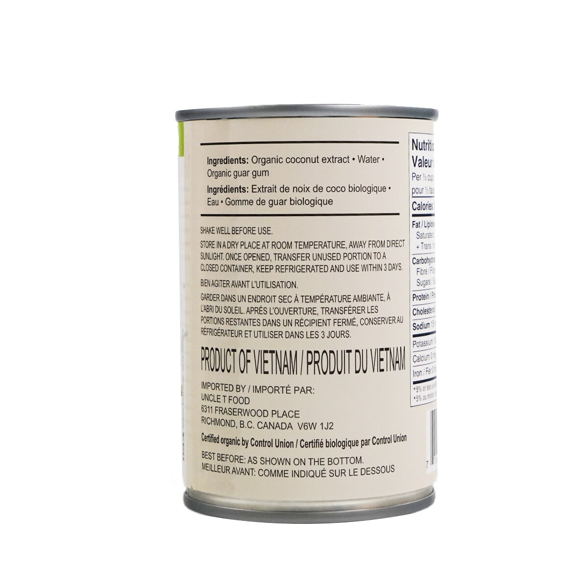 T&T Organic Coconut Milk (398mL) ｜ 大统华超级市场