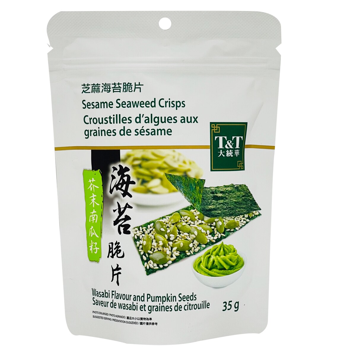 椰子 T&T Sesame Seaweed Crisps With Wasabi Pumpkin Seeds (35g