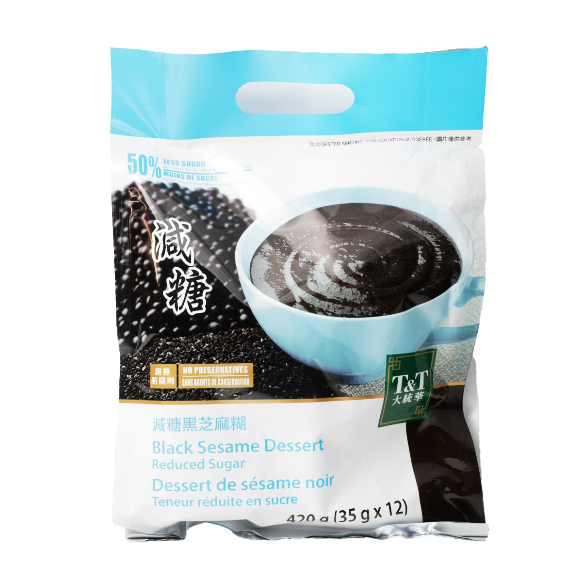 果物 UTTHI T&T 50% Reduced Sugar Black Sesame Dessert (35gx12) ｜ 大統