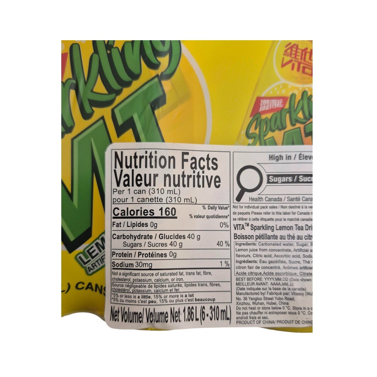 檸檬‪ Vita Sparkling Lemon Tea (310mLx6) ｜ 大統華超級市場