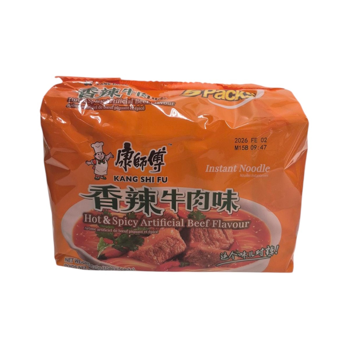 笑福亭笑K Kang Shi Fu Hot & Spicy Beef Noodles (104gx5)