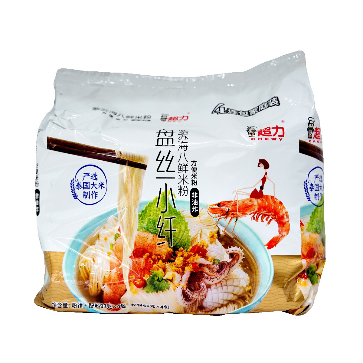 超力盘丝紫苏海鲜粉(93gx4) ｜ 大统华超级市场