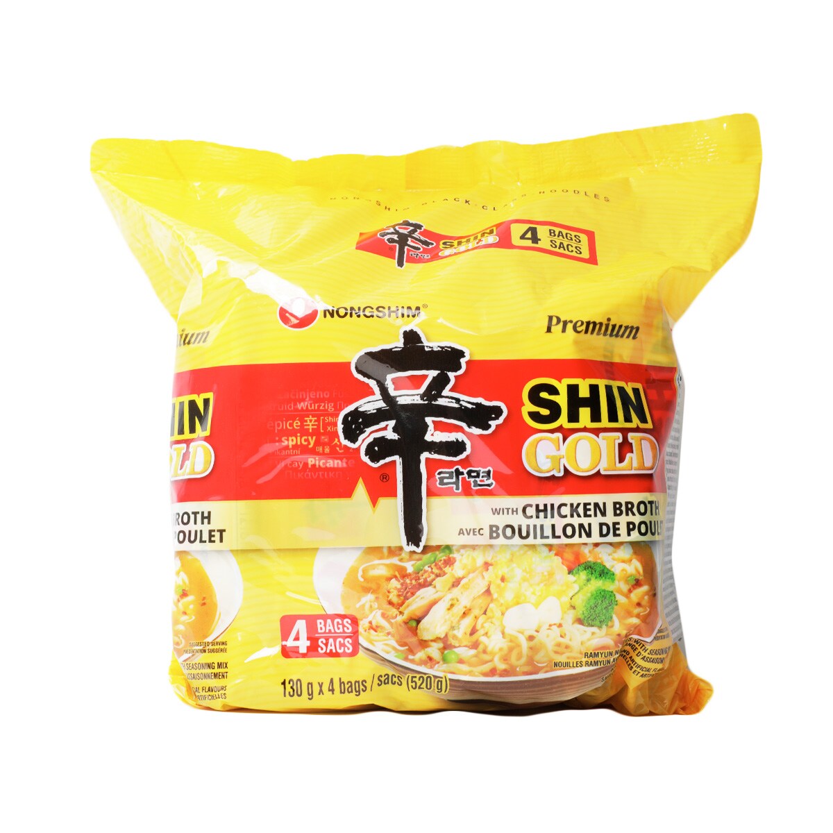 Nongshim Shin Gold Chicken Broth Ramen (130gx4) ｜ T&T