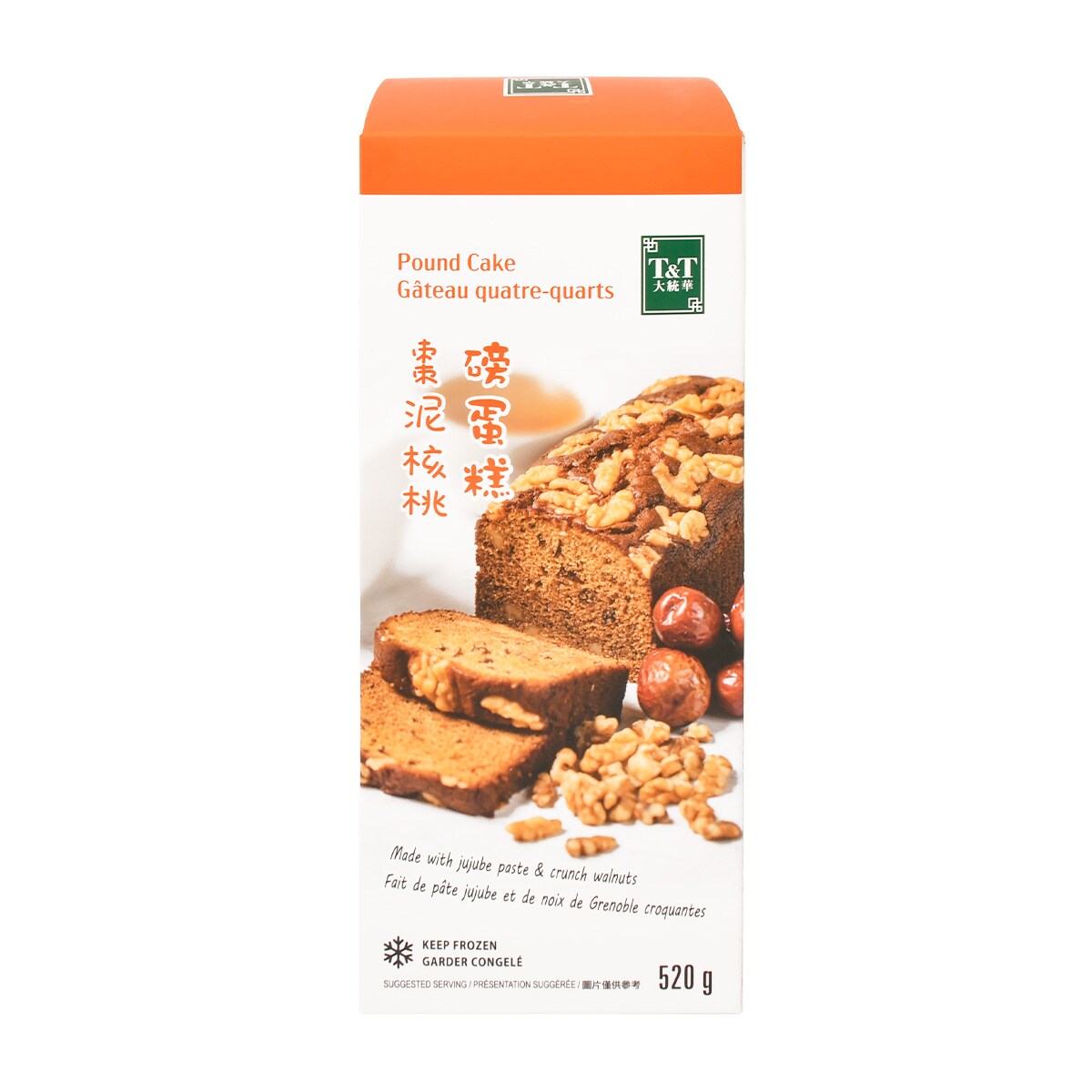 T&T Pound Cake - Jujube Paste, Walnuts (520g) ｜ 大统华超级市场