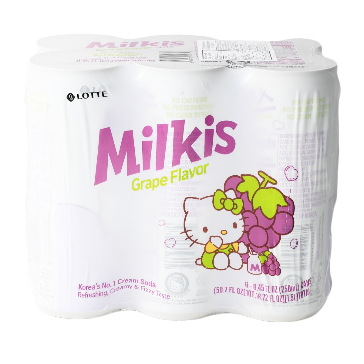 Lotte Grape Milkis Cream Soda (250mLx6) ｜ 大統華超級市場