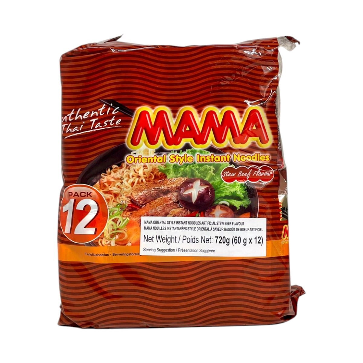 Mama Stew Beef Flavoured Oriental Style Instant Noodles (12x60g