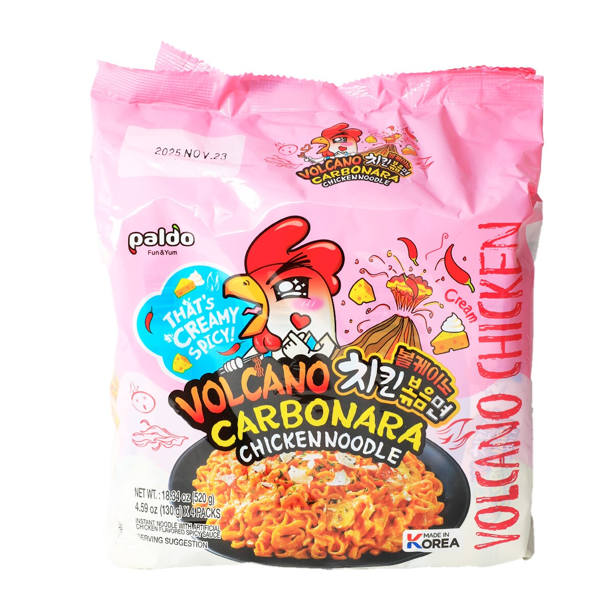 Paldo Volcano Carbonara Chicken noodles (130gx4) | T&T Supermarket