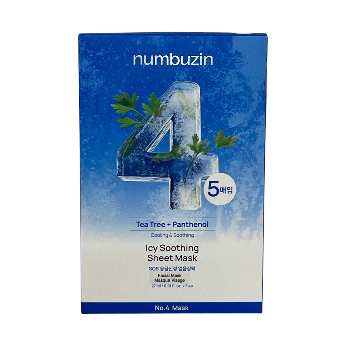 Numbuzin No.4 Icy Soothing Sheet Mask (5pcs) ｜ 大統華超級市場