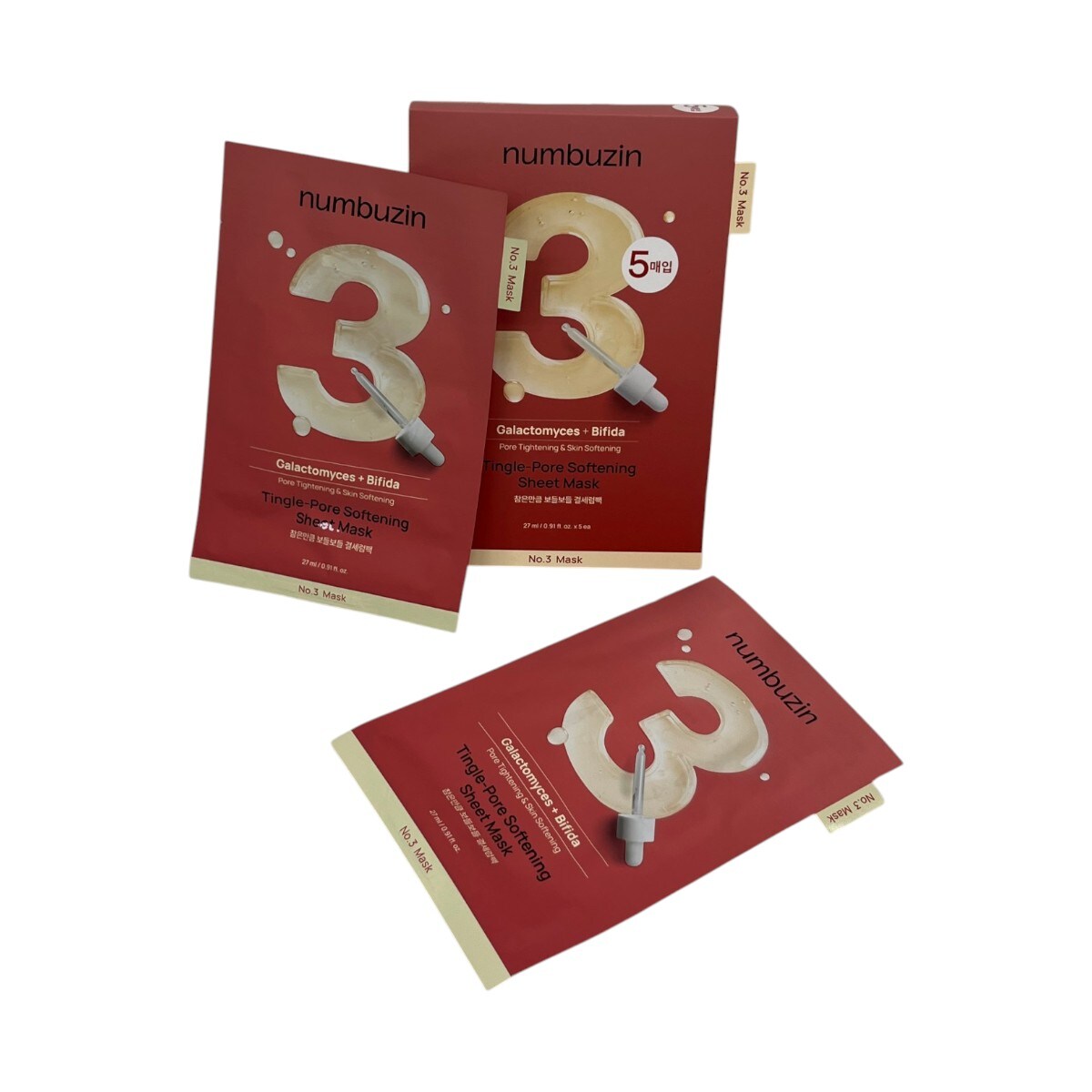 Numbuzin No.3 Tingle-Pore Softening Sheet Mask (5pcs) ｜ 大统华