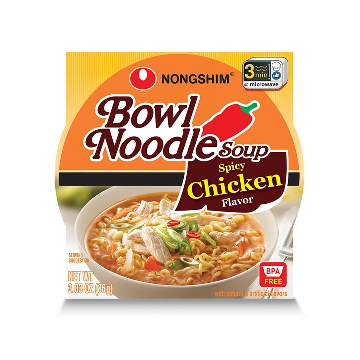 Nong Shim Spicy Chicken Bowl Noodle (86g) ｜ 大统华超级市场
