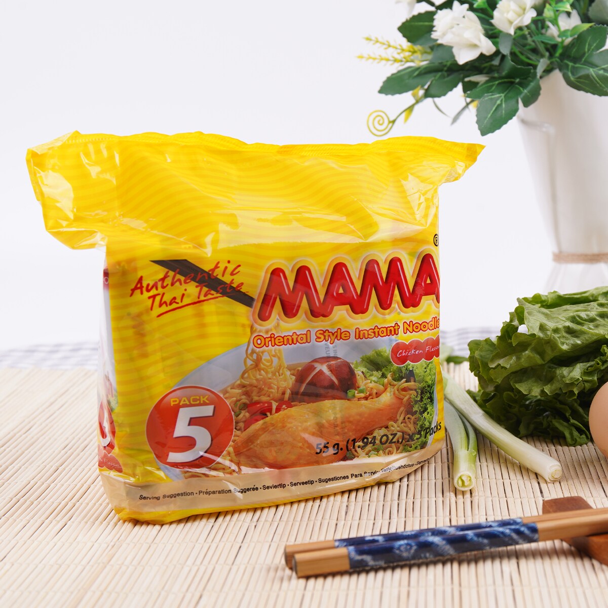 Vermicelles De Riz Instantanés MAMA - Saveur Canard - Multipack De 30 Sachets (55g Chacun) - Préparation Rapide, Goût Thaïlandais Authentique