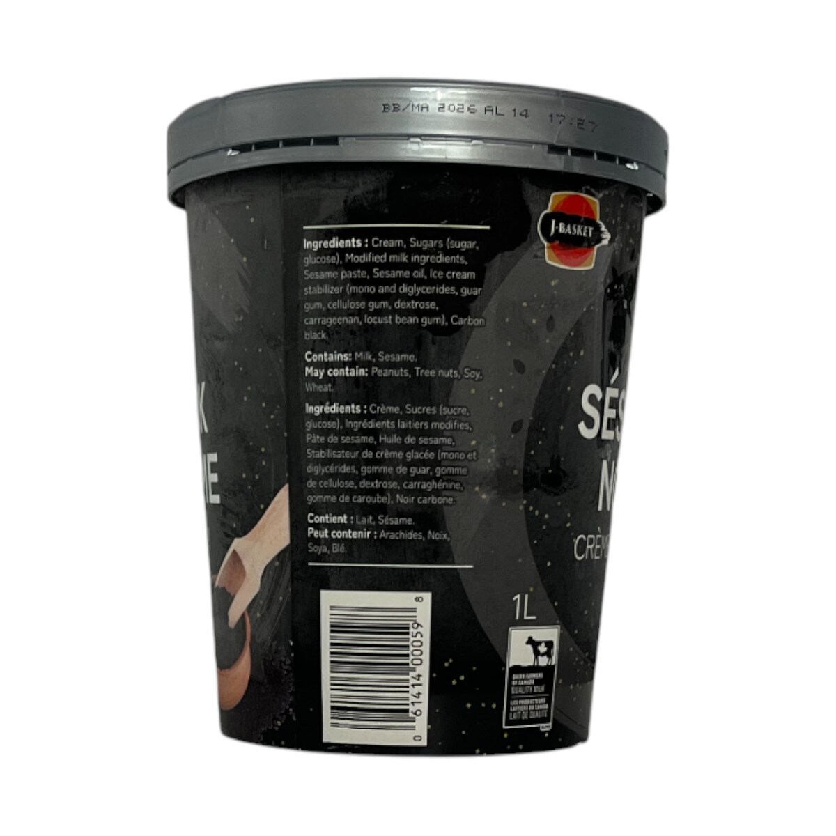 J-Basket Black Sesame Ice Cream (1L) ｜ 大统华超级市场