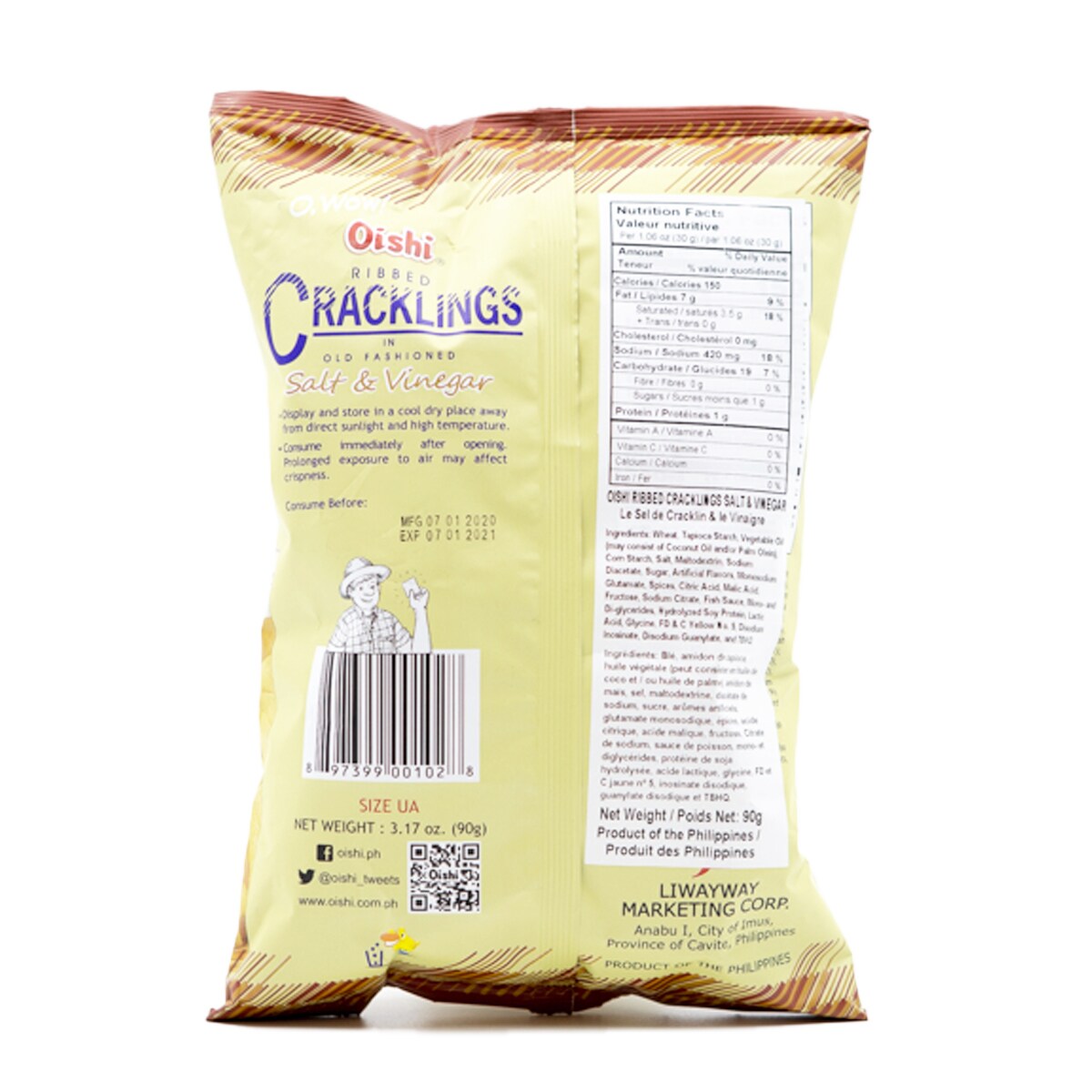 ★oishii★ Oishi Salt & Vinegar Cracklings (90g) ｜ 大統華超級市場