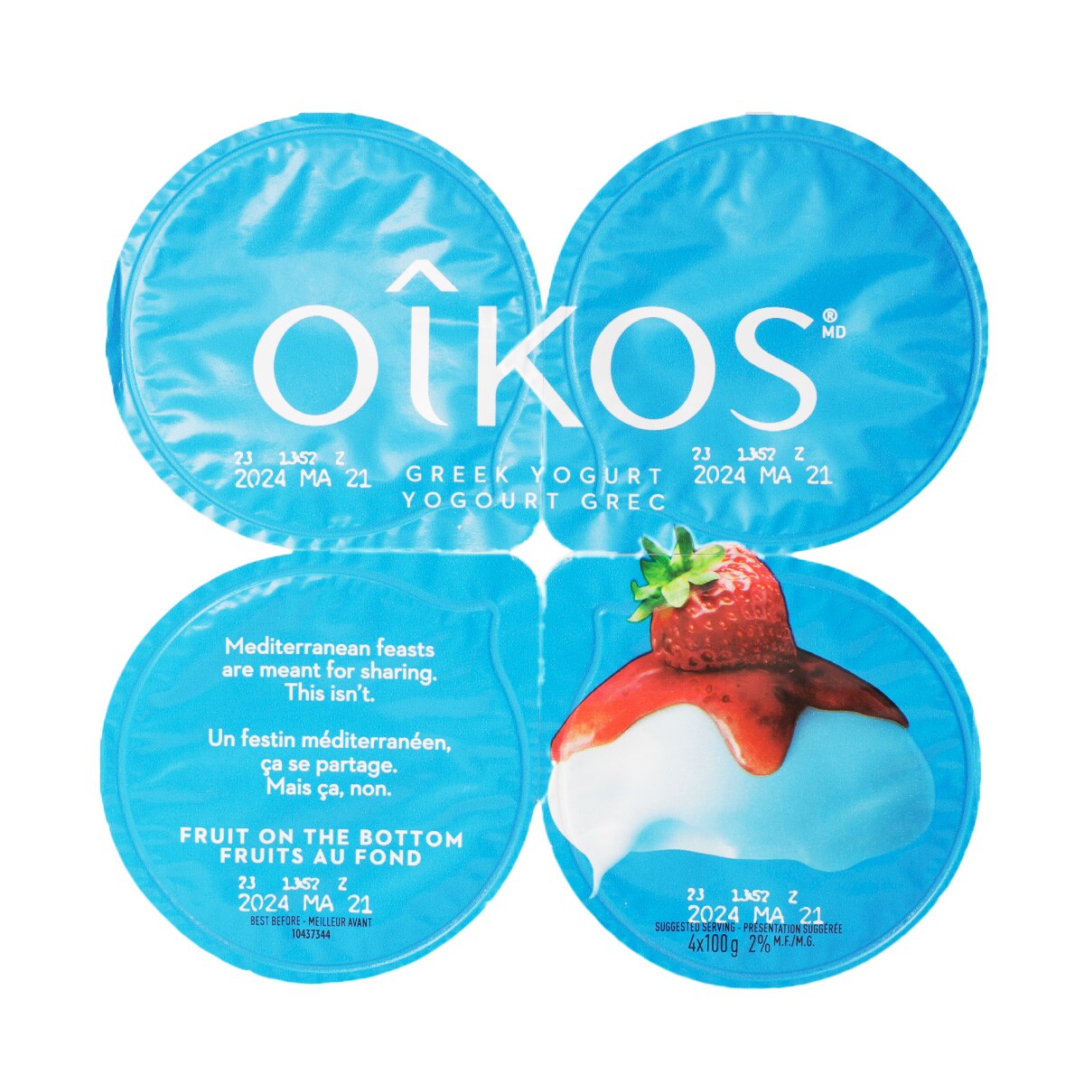 【ikko】The Yogini Food 100 strawberry OIKOS Greek Yogurt Strawberry (100g x 4) ｜ 大统华超级市场