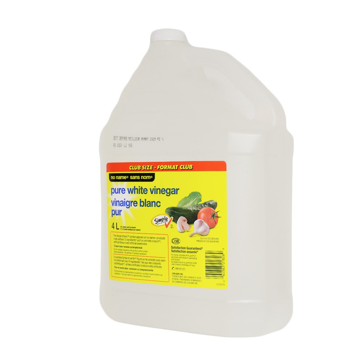 No Name Pure White Vinegar (4l) ｜ 大統華超級市場