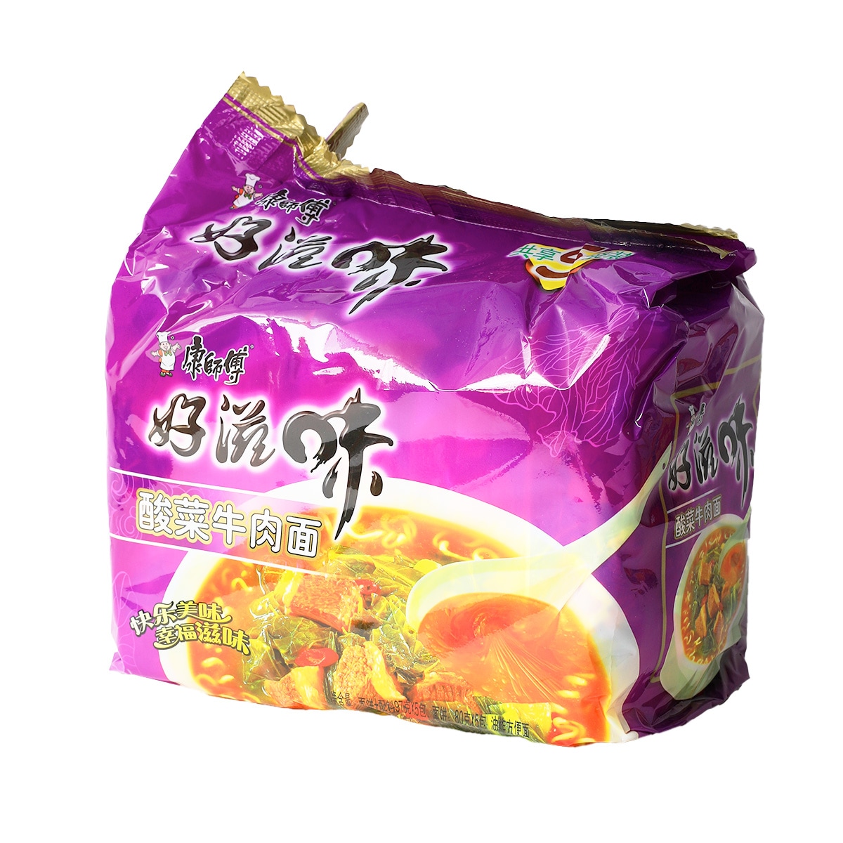 食糧補充 英語 4枚 Master Kong Haoziwei Pickled Beef Instant Noodles (97gx5