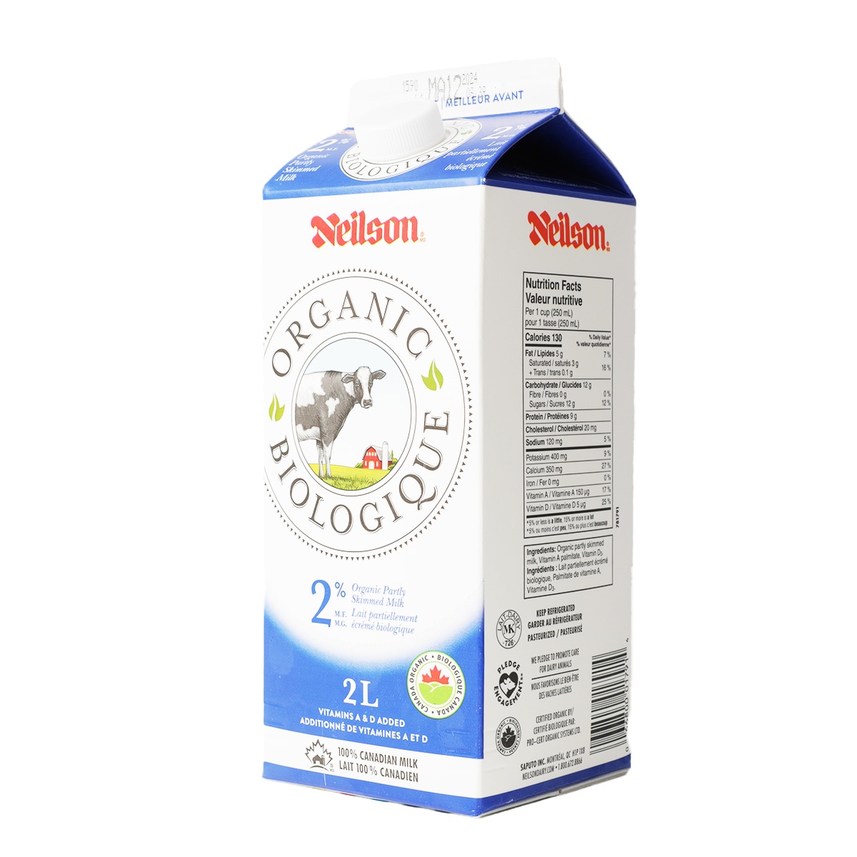 Neilson Organic 2% Partly Skimmed Milk (2L) ｜ 大統華超級市場