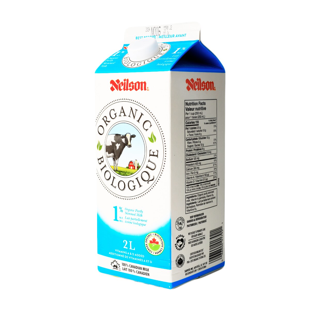 Neilson Organic 1% Partly Skimmed Milk (2L) | T&T Supermarket