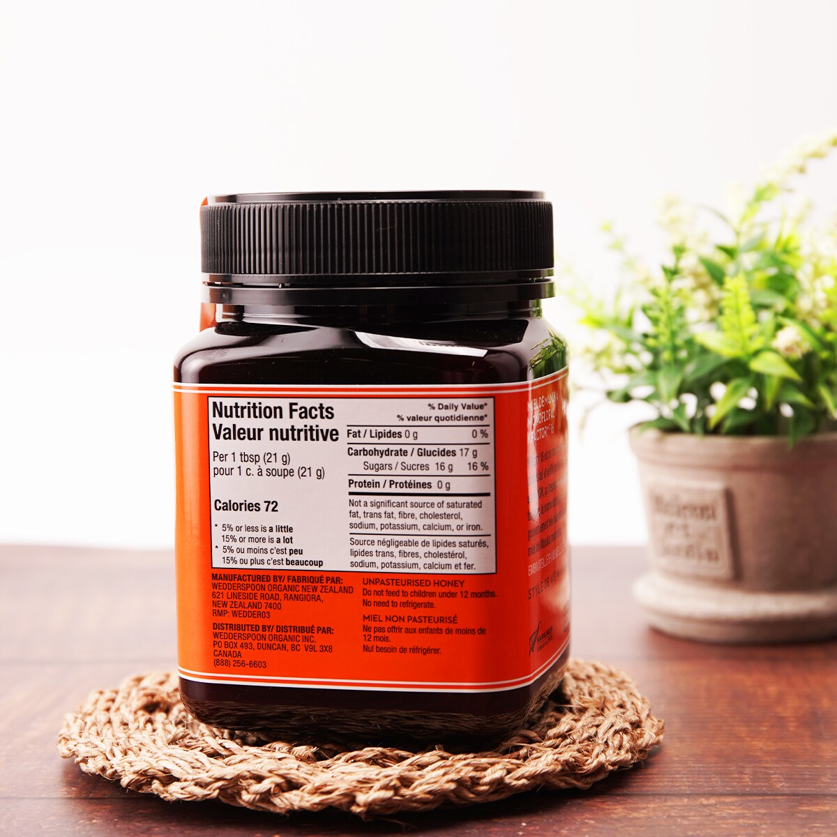 【Honey】 Wedderspoon Raw Manuka Honey Kfactor 16 - Large (1kg) ｜ 大