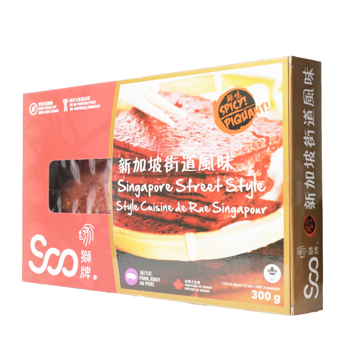 中国、漢加彩猪 新加坡辣猪肉干家庭装(300g) ｜ T&T Supermarché