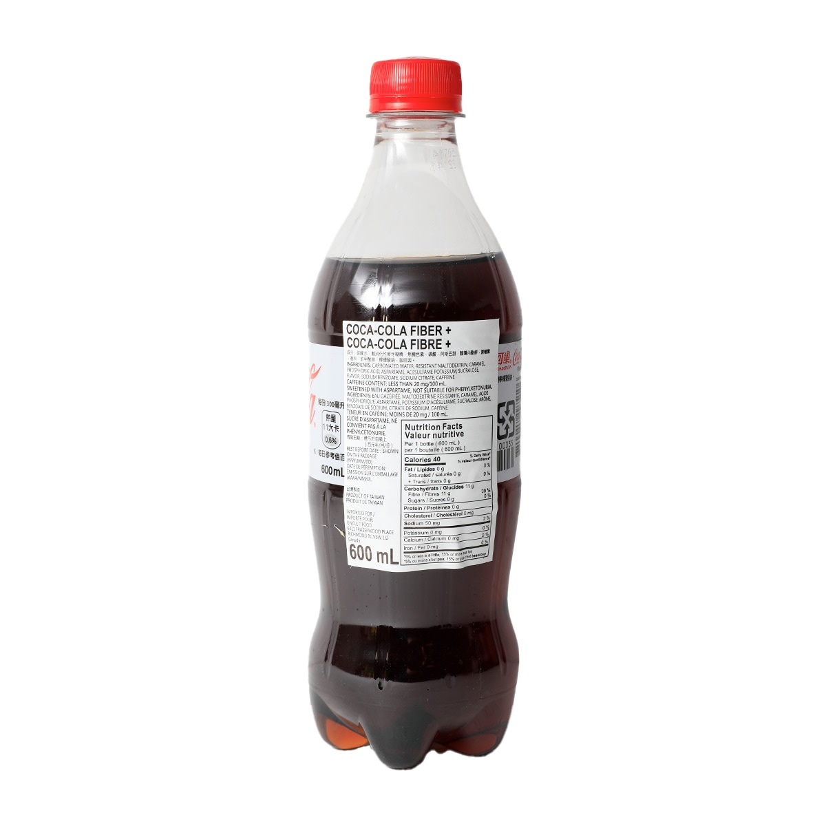 可乐 可口可樂無糖纖維+(600mL) | T&T Supermarket
