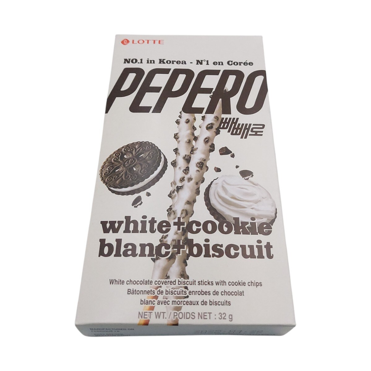 Lotte Pepero White Cookie Biscuit Sticks (32g) ｜ 大統華超級市場