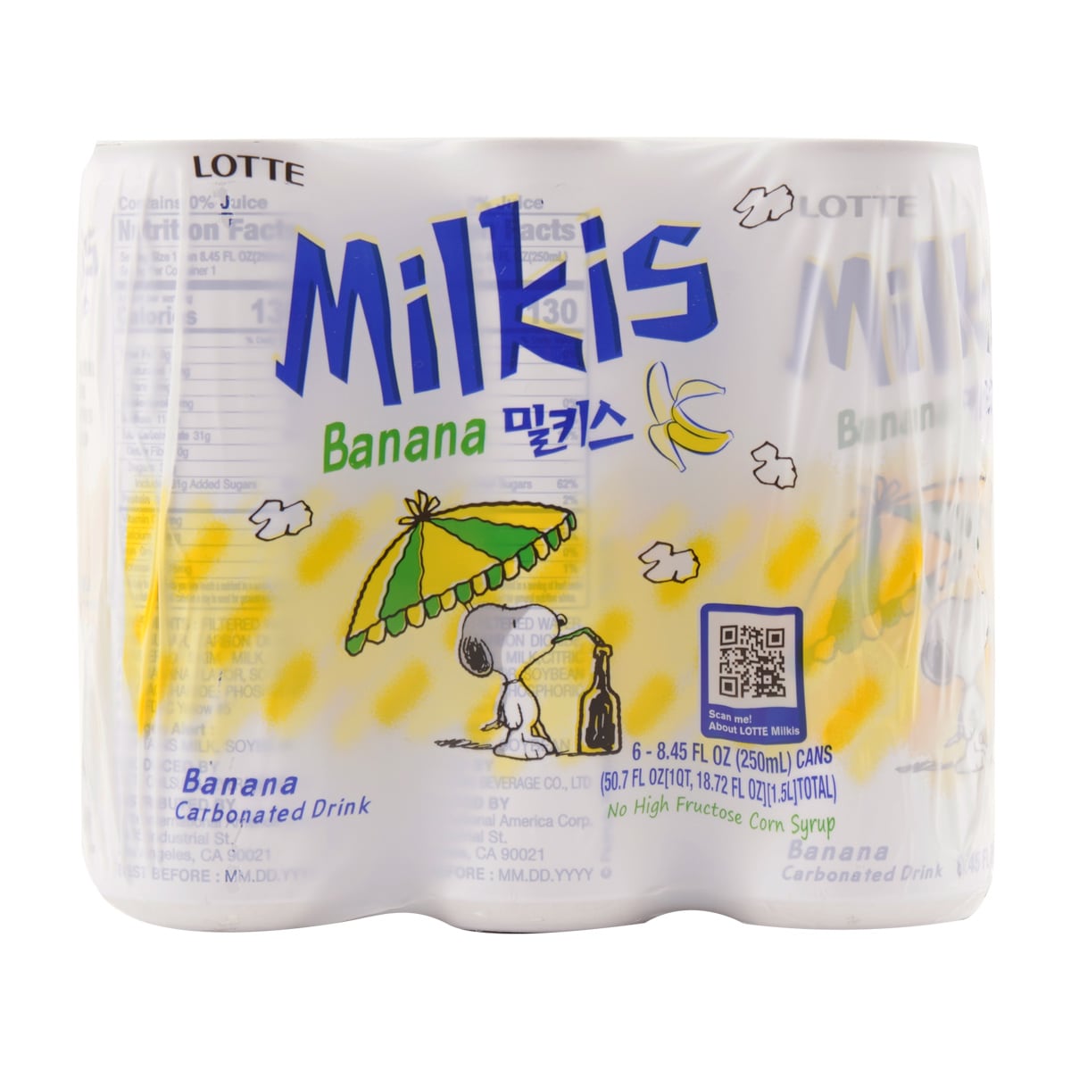 Lotte Banana Milkis (250mlx6) ｜ 大统华超级市场