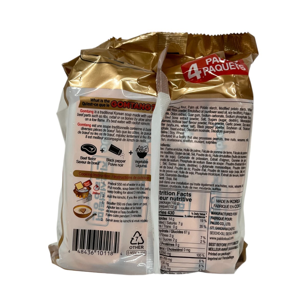 八道牛骨湯麵(102gx4) | T&T Supermarket