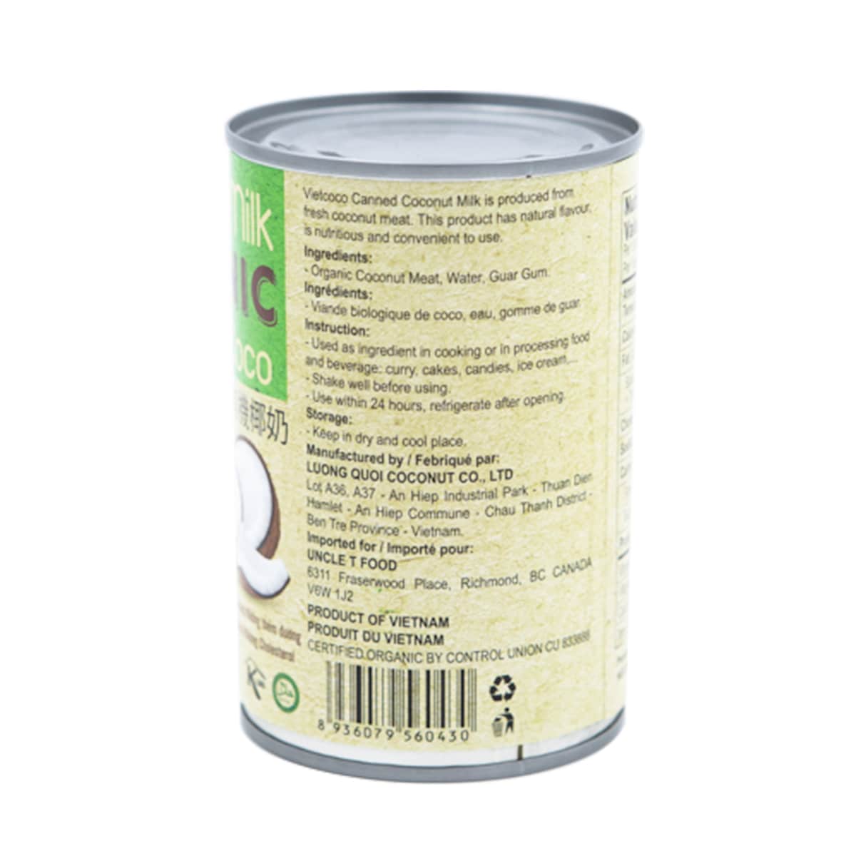 Vietcoco Organic Coconut Milk (400ml) | T&T Supermarket