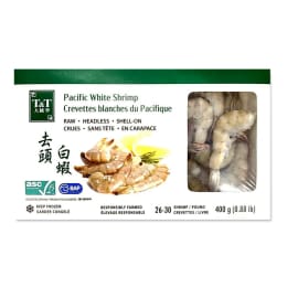 T&T Headless Shell-on Raw Pacific White Shrimp 26/30 (400g