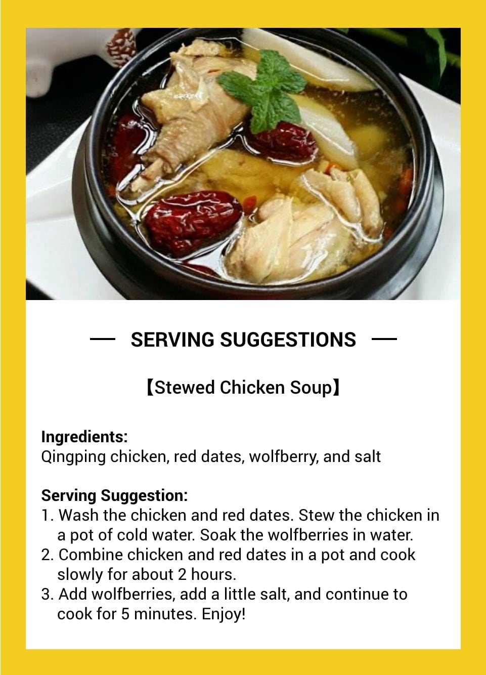 Qingping Chicken Please note: