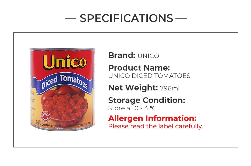 Unico Diced Tomatoes 796ml T&T Supermarket