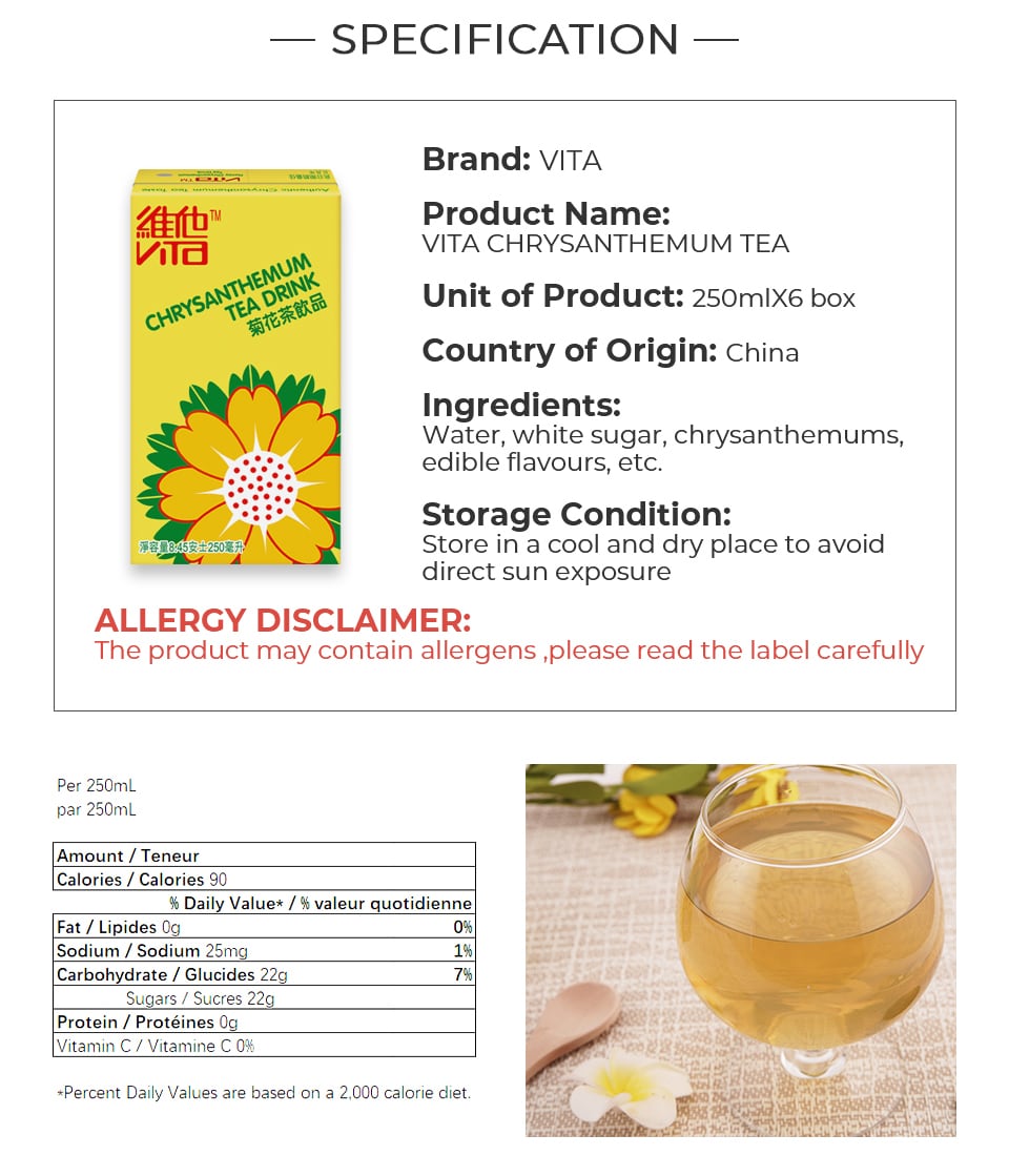 Vita Chrysanthemum Tea 250mlx6 packs T&T Supermarket
