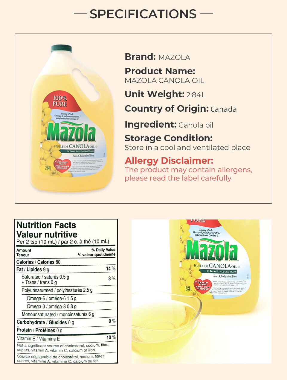 Mazola Canola Oil 2.84L T&T Supermarket