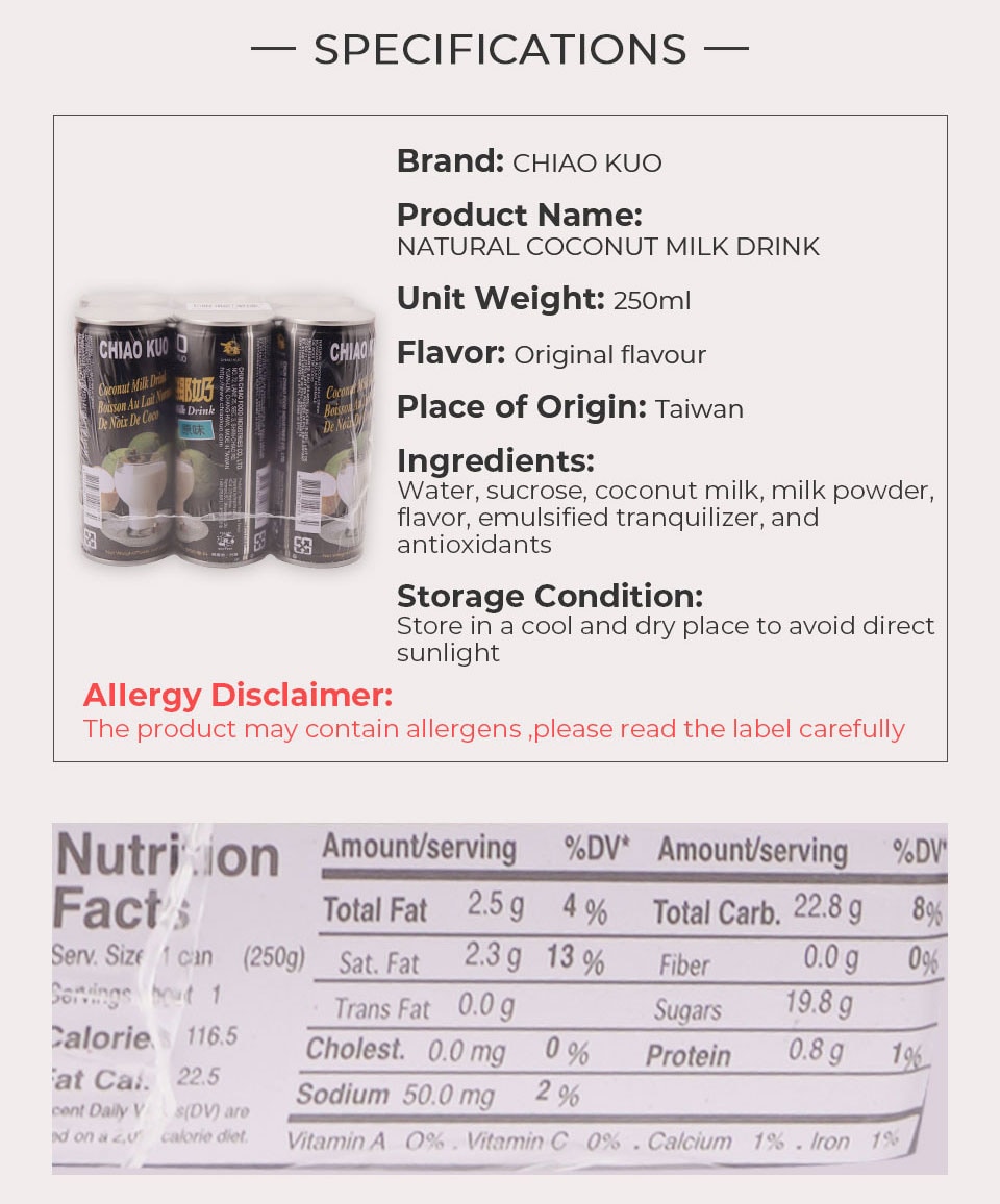 Chiao Kuo Natural Coconut Milk Drink T&T Supermarket