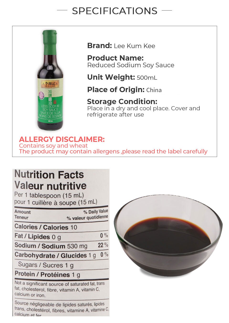 Lee Kum Kee Less Sodium Soy Sauce 500ml T&T Supermarket