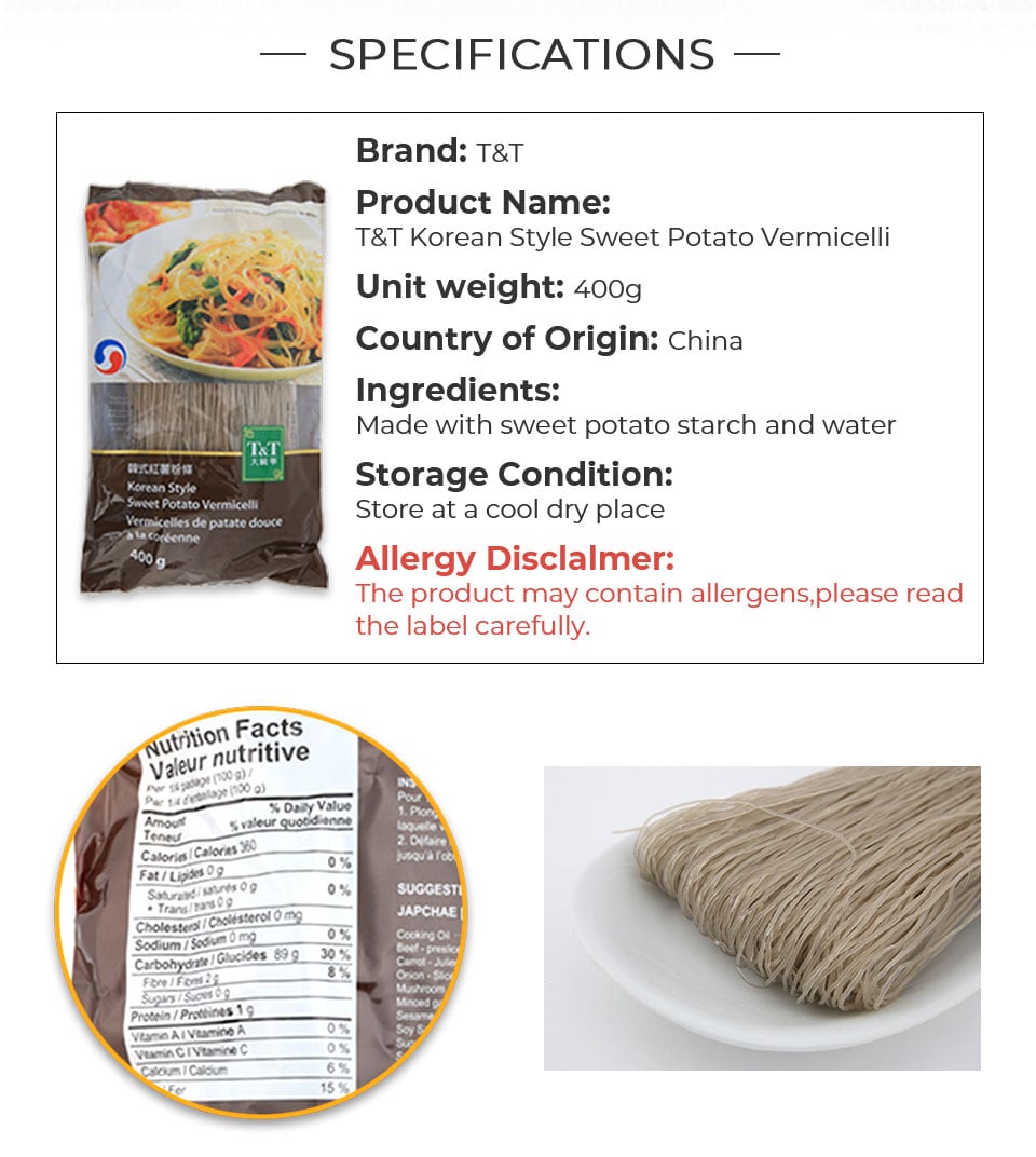 T&T Sweet Potato Vermicelli(Thin) 400g T&T Supermarket