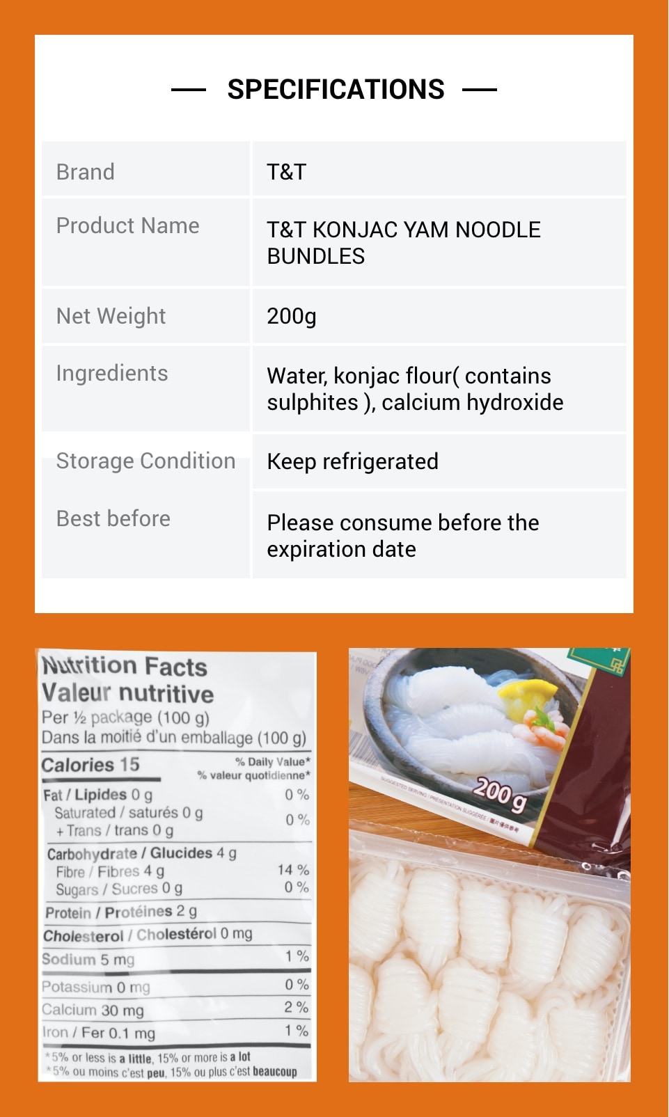 T&T Konjac Yam Noodle Bundles 200g T&T Supermarket