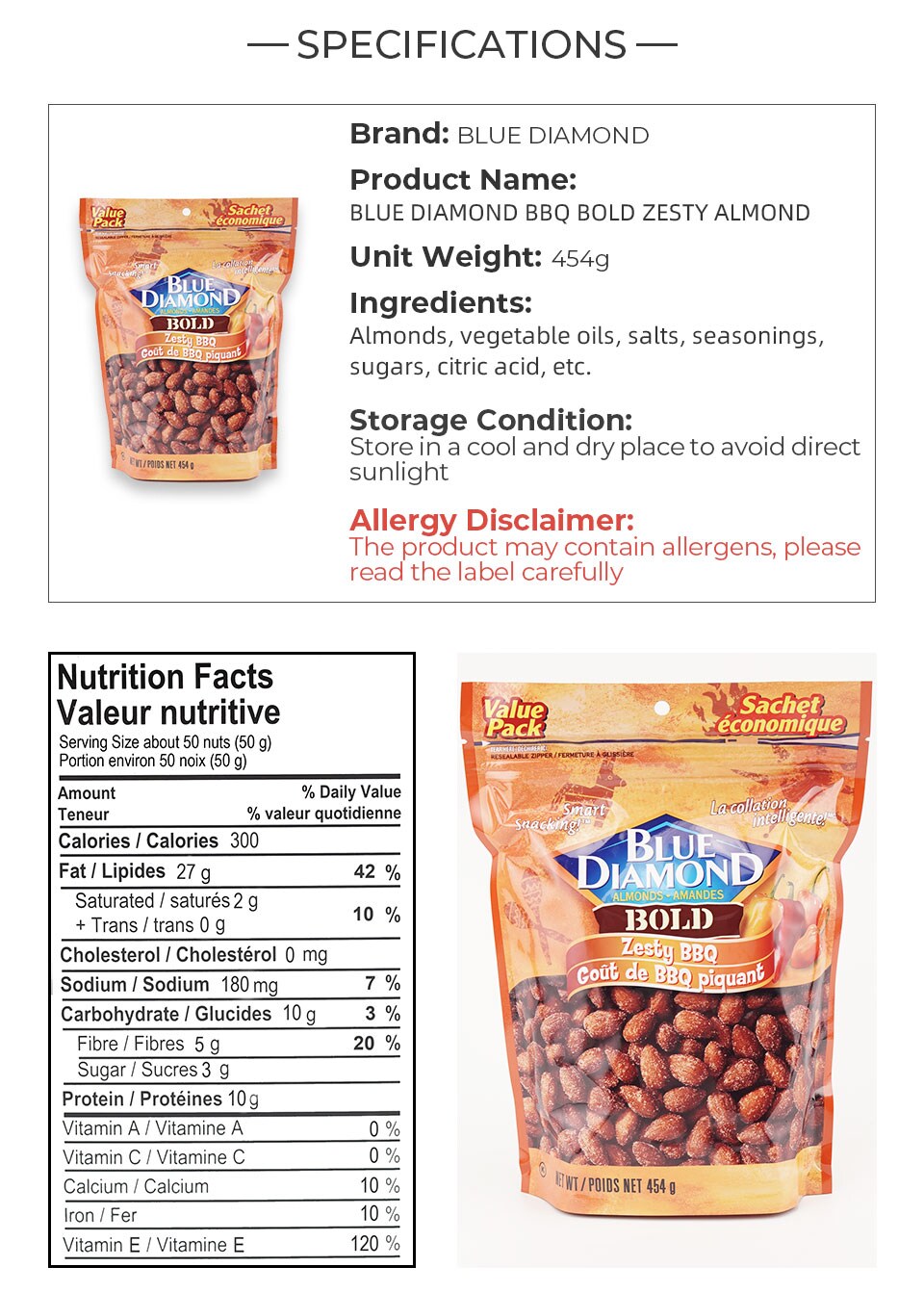 BLUE DIAMOND BBQ BOLD ZESTY ALMOND T&T Supermarket