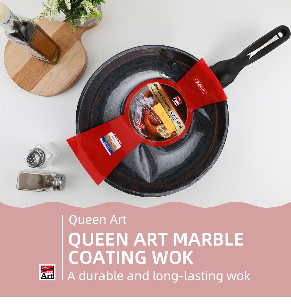 Queen Art Marble Coating Nonstick Wok 28Cm T&T Supermarket