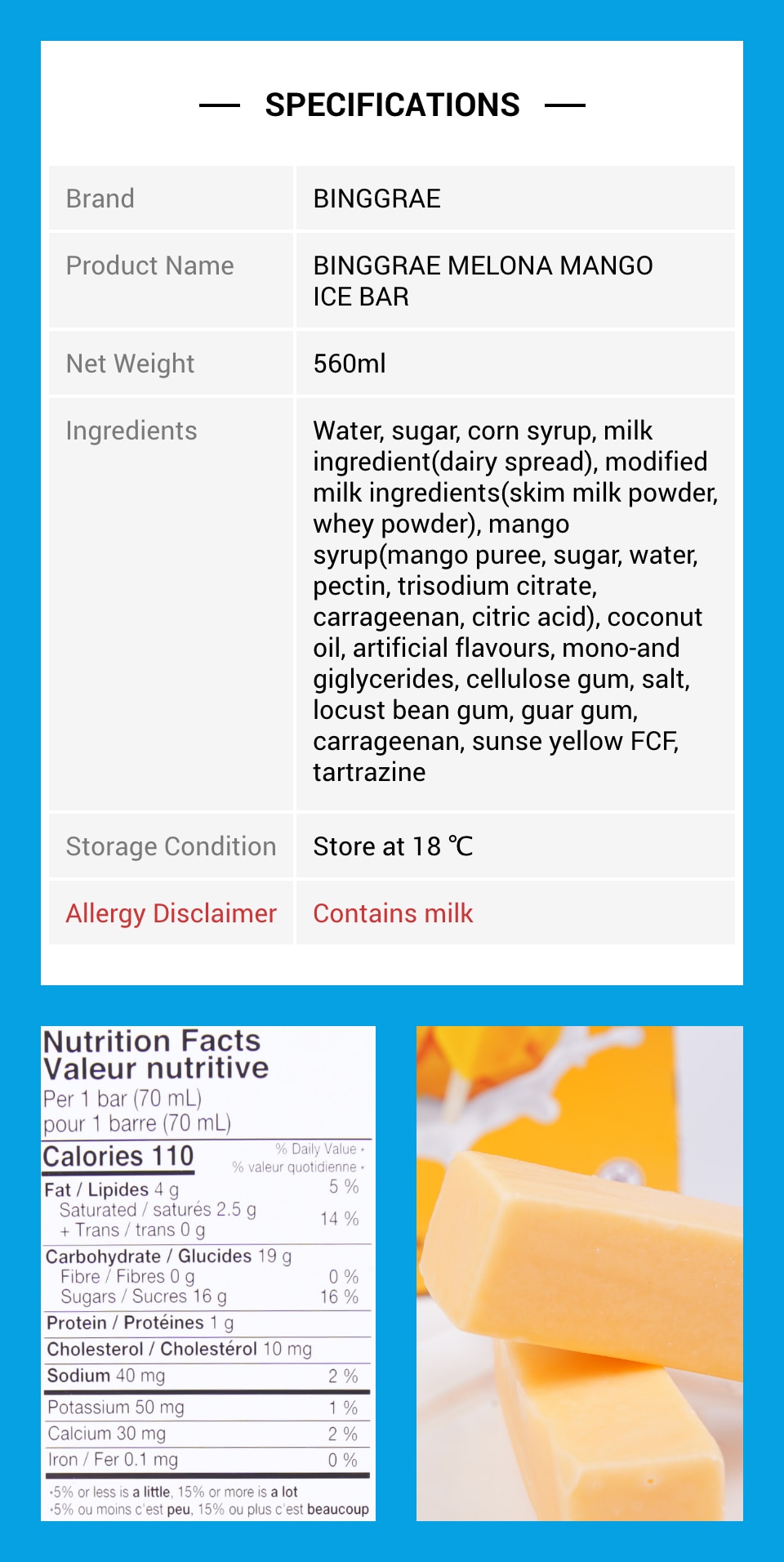 Binggrae Melona Mango Ice Bar T&T Supermarket