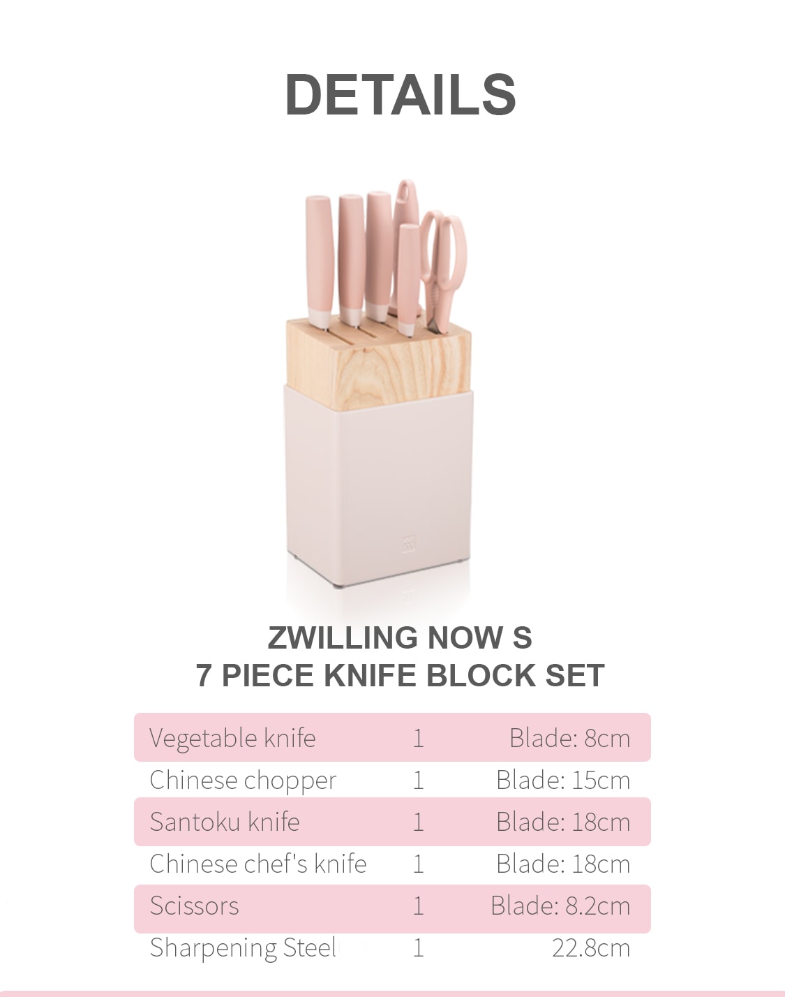 Zwilling Pink Now S. 7 Pc.Knife Blockset T&T Supermarket